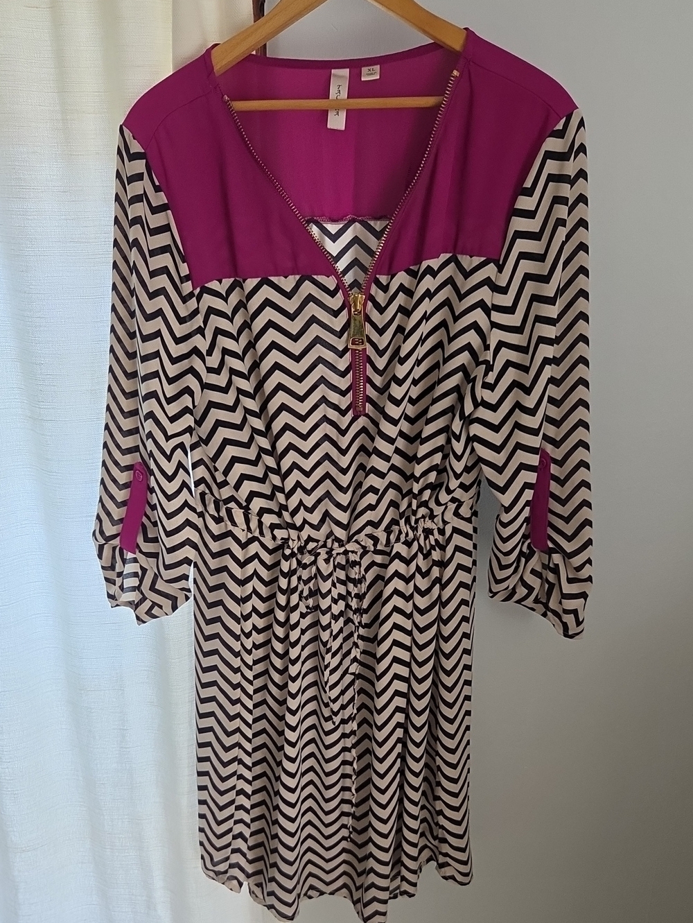 Tacera blouson dress Zig-zag Pattern Size XL